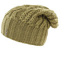 Capo Women Beanie gruen Zopfmuster mit Merino Wolle