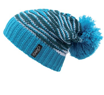 Capo Beanie Stricksloppy mit Bommel azure