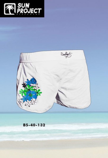 Sun Project Badehose Damen weiß mit blauer Blume