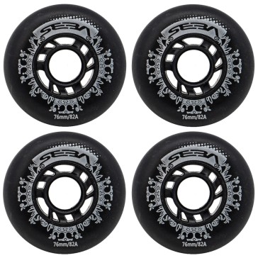 Die Abbildung zeigt die optisch identischen Seba Street Kings Rollen mit 76mm Rollengröße.
