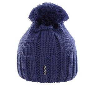 Capo Beanie-Strickmütze Blau mit Bommel