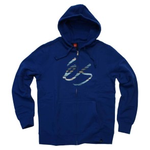 ES blaue Sweat Jacke mit Logo und Kaputze