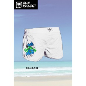 Sun Project Badehose Damen weiß mit blauer Blume